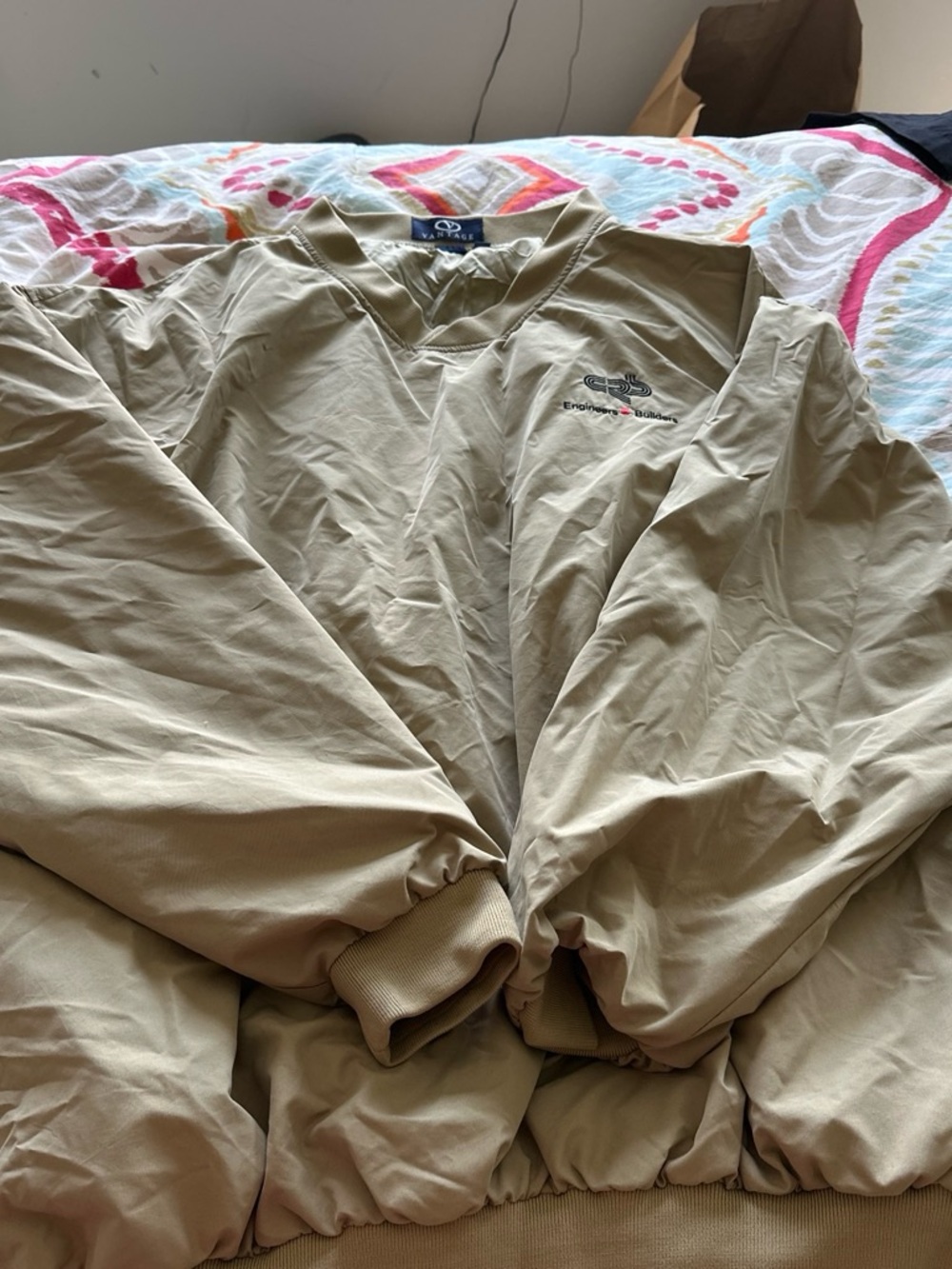 Men's Lightweight Tan Windbreaker Jacket with Subtle Logo